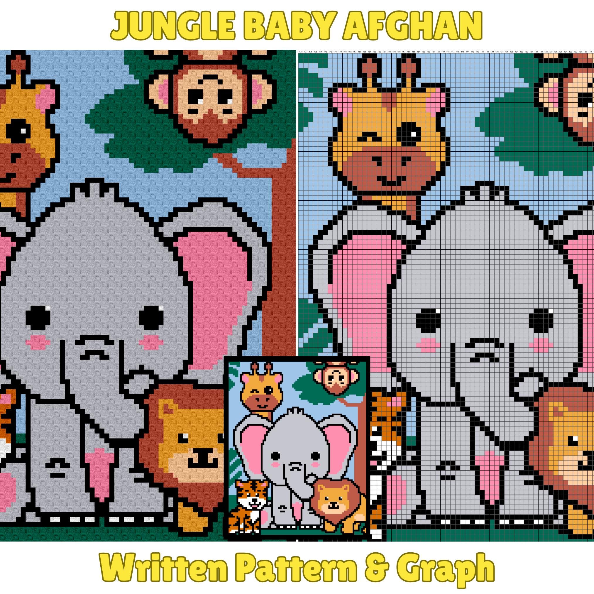 Jungle Animals Crochet Baby Blanket Pattern | C2C Graph (PDF Pattern ...