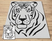 Jungle Tiger Head Outline Graph and Pattern C2C & Tapestry Crochet - Tiger Face Graphgan - Crochet Tiger Blanket - Tiger Afghan C2C Blanket