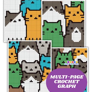 Cat Blanket Pattern PDF | Crowded Feline C2C Graphgan Chart | Animal Home Decor | Graph & Written Instructions
