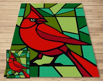 Christmas Cardinal Stained Glass Crochet Pattern – C2C Graphgan (Digital Download)