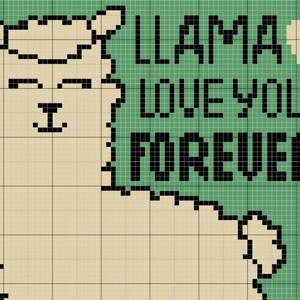 Llama Love You Forever Graph Written Pattern For C2C & Tapestry Crochet Llama C2C Graph Animal Crochet Baby Blanket Llama Quote Afghan image 5