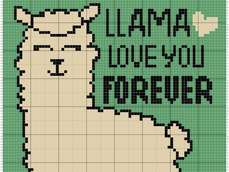 Llama Love You Forever Graph Written Pattern For C2C & Tapestry Crochet Llama C2C Graph Animal Crochet Baby Blanket Llama Quote Afghan image 5