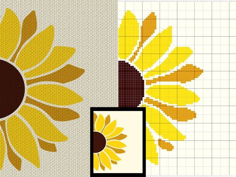 Sunflower Graph Pattern Sunflower Crochet Blanket Pattern – C2C & Tapestry Graph (PDF Pattern ...