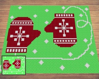 Häkelanleitung Christmas Mittens - C2C graphische und schriftliche Anleitung (PDF-Muster)