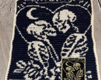 The Lovers Tarot Crochet Blanket Pattern | C2C, Tapestry, Skull Skeleton (PDF Pattern)