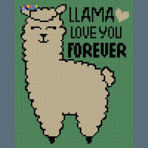Llama Love You Forever Graph Written Pattern For C2C & Tapestry Crochet Llama C2C Graph Animal Crochet Baby Blanket Llama Quote Afghan image 4