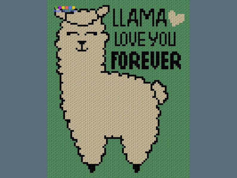 Llama Love You Forever Graph Written Pattern For C2C & Tapestry Crochet Llama C2C Graph Animal Crochet Baby Blanket Llama Quote Afghan image 4