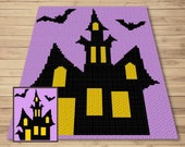 Halloween Haunted Mansion Graph + Written Pattern For C2C & Tapestry Crochet - Haunted House Crochet Pattern - Crochet Halloween C2C Blanket