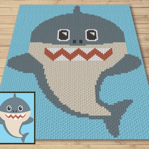 Baby Shark Crochet Pattern – C2C Graph, Nursery Blanket (PDF Pattern)