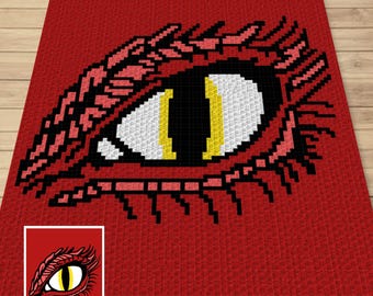 Fire Dragon Eye Crochet Blanket Pattern – C2C, Tapestry (PDF Pattern)