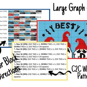 Best Dad Ever Graph Written Pattern For C2C & Tapestry Crochet Crochet Dad C2C Pattern Dad Crochet Blanket Fathers Day Blanket Gift image 2