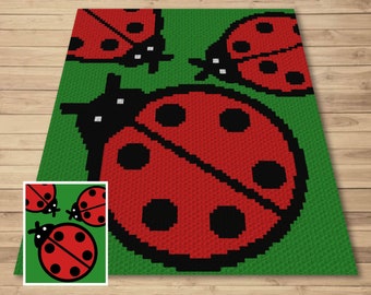 Ladybug Print Graph and Pattern C2C & Tapestry Crochet - Ladybugs Baby Shower Graphgan - Crochet Ladybug Blanket - Ladybug C2C Blanket Gifts