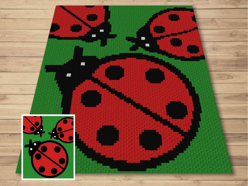 Ladybug Print Graph and Pattern C2C & Tapestry Crochet Ladybugs Baby Shower Graphgan Crochet Ladybug Blanket Ladybug C2C Blanket Gifts image 1