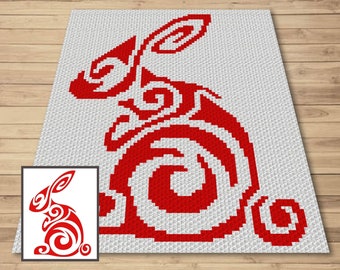 Chinese Zodiac Rabbit Graph and Pattern C2C & Tapestry Crochet - Bunny C2C Graphgan Crochet Rabbit Blanket - Chinese Rabbit C2C Blanket Baby