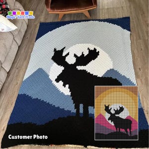 Moose Sunset Crochet Blanket Pattern – C2C Tapestry Graph (PDF Pattern)