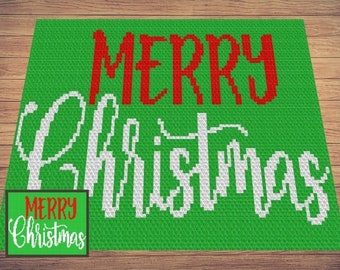 Merry Christmas Crochet Blanket Graph – C2C & Tapestry Pattern (PDF Pattern)