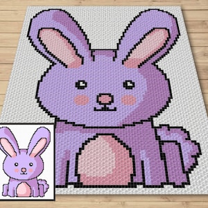 Cute Strawberry Bunny Graph and Pattern C2C & Tapestry Crochet - Bunny Rabbit Graphgan- Crochet Bunny C2C Blanket - Easter Baby Rabbit Gifts