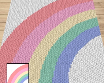 Pastel Rainbow Crochet Blanket Graph – C2C & Tapestry (PDF Pattern)