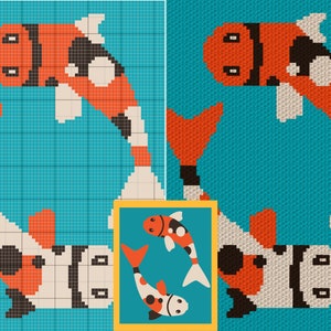 Chinese Koi Fish in Pond Graph and Pattern C2C & Tapestry Crochet ...