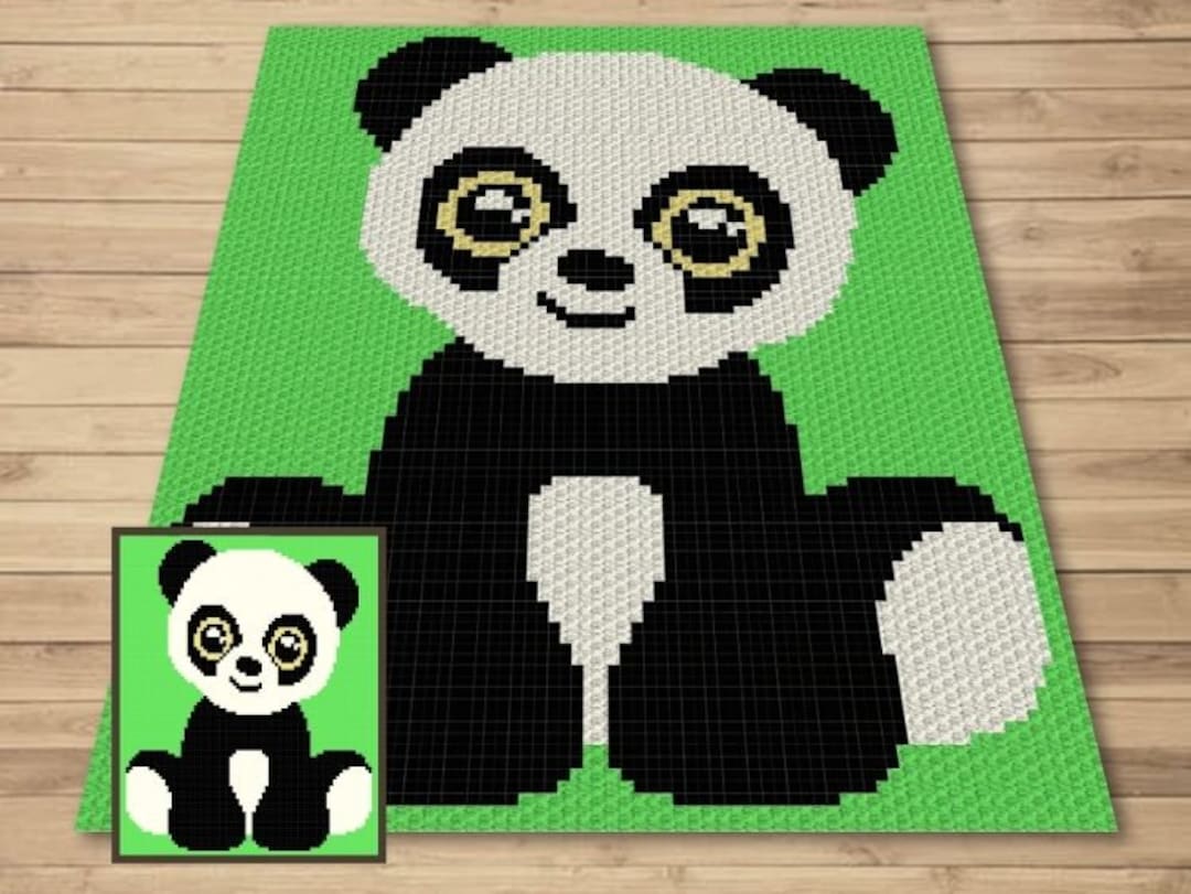 Cute Baby Panda Graph + Written Pattern for C2C & Tapestry Crochet ...
