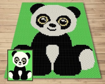 Cute Baby Panda Graph Written Pattern For C2C Tapestry Crochet Panda  C2C Crochet Pattern Panda Crochet Blanket Animal Baby Blanket
