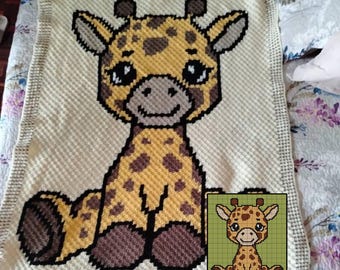 Safari Baby Giraffe Crochet Pattern, C2C Graph, Afghan Blanket (PDF Pattern)