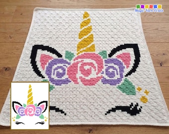 Unicorn Princess Crochet Pattern - C2C Graph & Written Pattern (PDF)