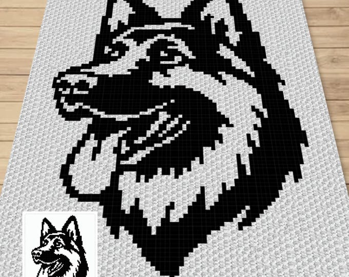 Dog Graphgan Patterns German Shepherd Crochet Pattern - Dog Graphgan, C2C Blanket (digital ...