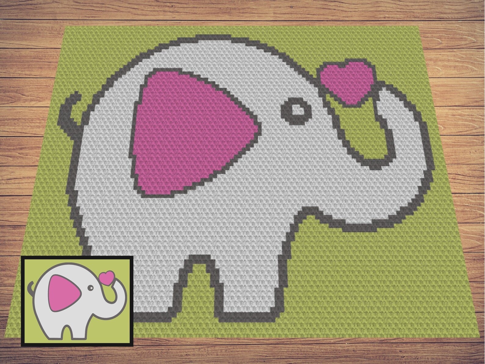 Elephant Graphgans Elephant Love Crochet Graphgan Pattern – C2C Tapestry Blanket (digital ...