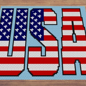 Patriotic USA Flag Graph Written Pattern For C2C & Tapestry Crochet Patriotic C2C Crochet Pattern USA Crochet Blankets Flag Blankets image 5