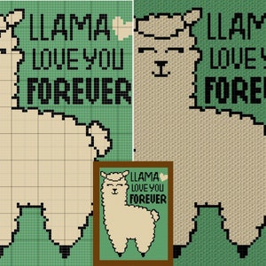 Llama Love You Forever Graph Written Pattern For C2C & Tapestry Crochet Llama C2C Graph Animal Crochet Baby Blanket Llama Quote Afghan image 3