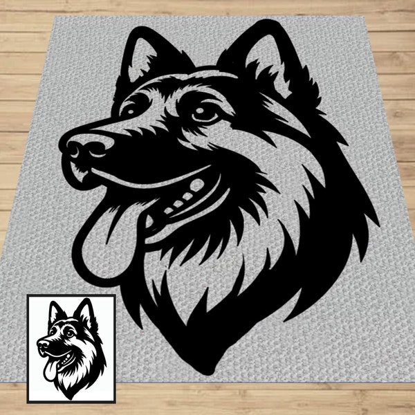 German Shepherd Dog Graph and Pattern C2C & Tapestry Crochet - Germam Dog Graphgan Crochet German Shepherd - Dog Afghan C2C Crochet Blankets