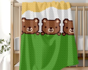 Padrão de crochê para manta de bebê com ursinho de pelúcia | Woodland Nursery Graphgan (PDF)