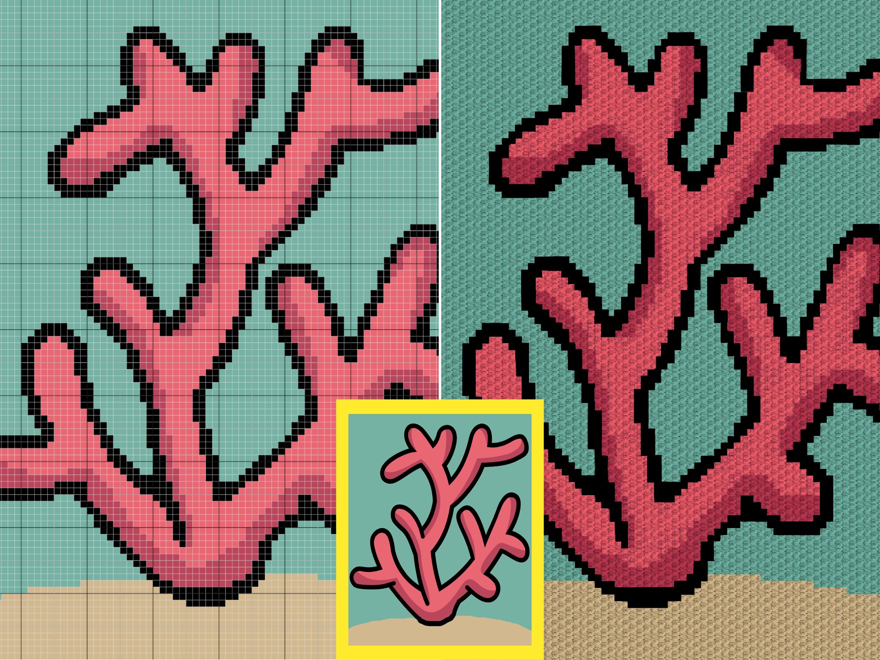 Patterns For Graphgans Marine Coral Graph + Written Pattern for C2C & Tapestry Crochet - Coral ...