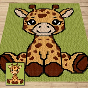 サファリ ベビー キリン グラフ + C2C 用パターンとタペストリー クロッシェ、キリン C2C アフガン、C2C サファリ ナーサリー クロッシェ キリン ベビー ブランケット