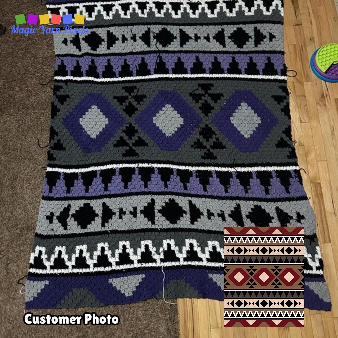Aztec Blanket Crochet Pattern – Tribal Graphgan C2C, Tapestry (PDF ...