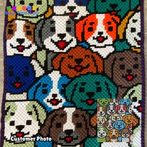 Patroon gehaakte deken vol honden | C2C-grafiek (pdf-patroon)