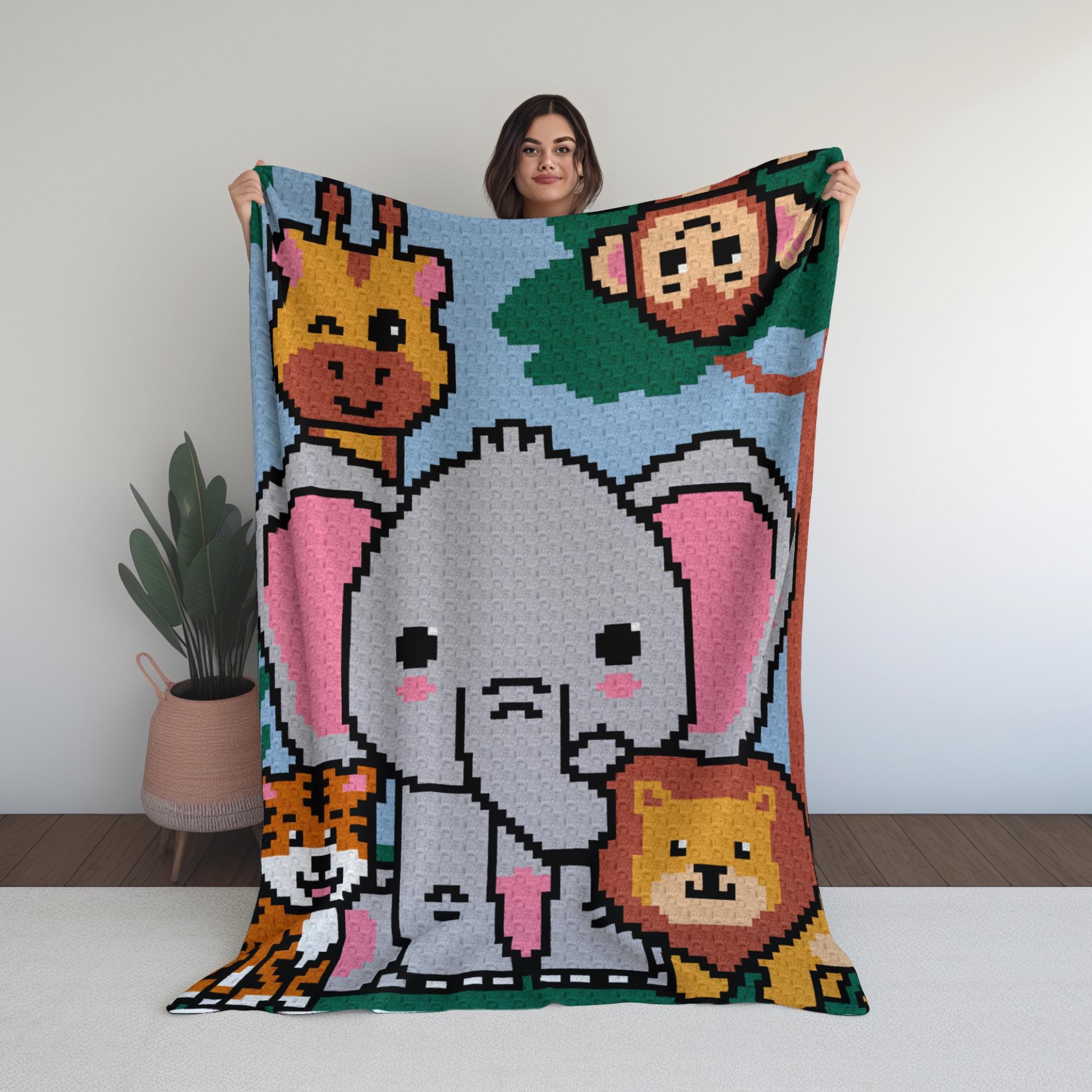 Jungle Animals Crochet Baby Blanket Pattern | C2C Graph (PDF Pattern ...