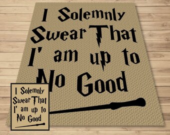 I Solemnly Swear I Am Up To No Good Graph + Written Pattern For C2C & Tapestry Crochet Halloween C2C Quote Graphgan Crochet Blanket Pattern