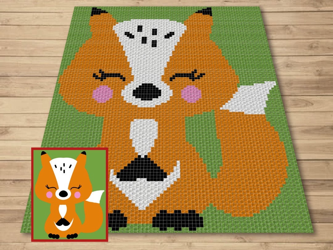 Woodland Baby Fox Graph & Pattern C2C and Tapestry Crochet - Forest ...