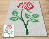 Red Rose Graph and Pattern C2C & Tapestry Crochet - Rose Flower Graphgan - C2C Crochet Rose Blanket - C2C Floral Baby Blanket - Rose Afghan