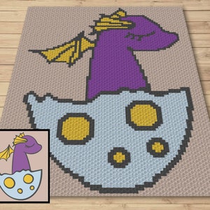 Baby Dragon Graph and Pattern C2C & Tapestry Crochet - Dragon Egg C2C Graphgan Crochet Dragon Blanket - Dragon Crochet C2C Blanket Baby Gift