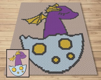 Baby Dragon Crochet Blanket Pattern - C2C & Tapestry (PDF Pattern)
