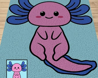 Mönster för virkad Axolotl-filt | C2C & Tapestry (PDF-mönster)