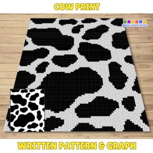 Cow Print Crochet Pattern | C2C Graph, Tapestry Afghan (PDF Pattern)