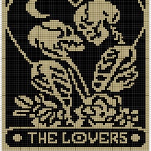 The Lovers Tarot Graph + Written Pattern For C2C & Tapestry Crochet - C2C Crochet Mosaic Blanket - Lovers Crochet - Tarot Card Crochet Graph