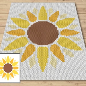 Summer Sunflower Graph and Pattern C2C & Tapestry Crochet Sunflower Graphgan Crochet Sunflower Blanket Flower C2C Pattern Blanket Gift image 1