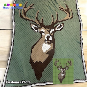 Schema per coperta all'uncinetto con cervo / Whitetail Graphgan, C2C (schema PDF)