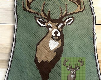 Deer Crochet Blanket Pattern | Whitetail Graphgan, C2C (PDF Pattern)