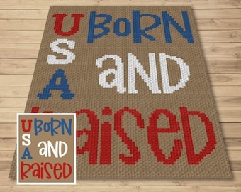 USA Born and Raised Crochet Blanket Pattern – C2C, Tapestry (PDF Pattern)